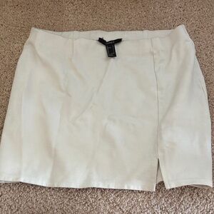 Forever 21 Cream Mini Skirt with Front Slit